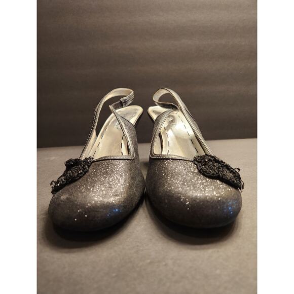 HIGHLIGHTS Glitter Embellished Slingback Pump Heels Womens 8 Charcoal Grey Black - Picture 6 of 12